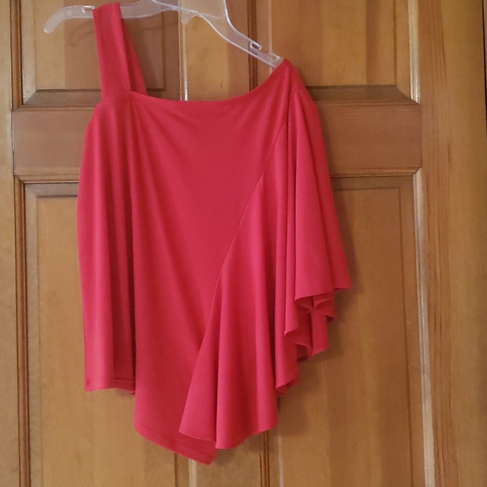 Chicos Size 0P Coral Blouse One Strap EUC Women's
